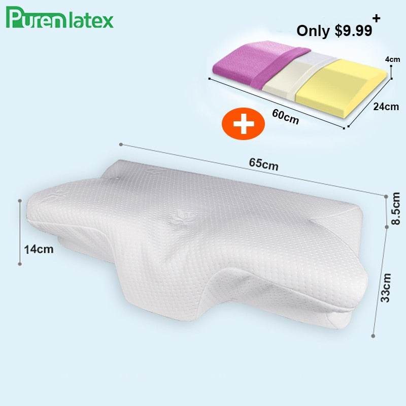 Purenlatex Contour Orthopedic Pillow Memory Foam Cervical 14cm Pillow Neck Pain Remedial Pillow for Side Back Stomach Sleepers