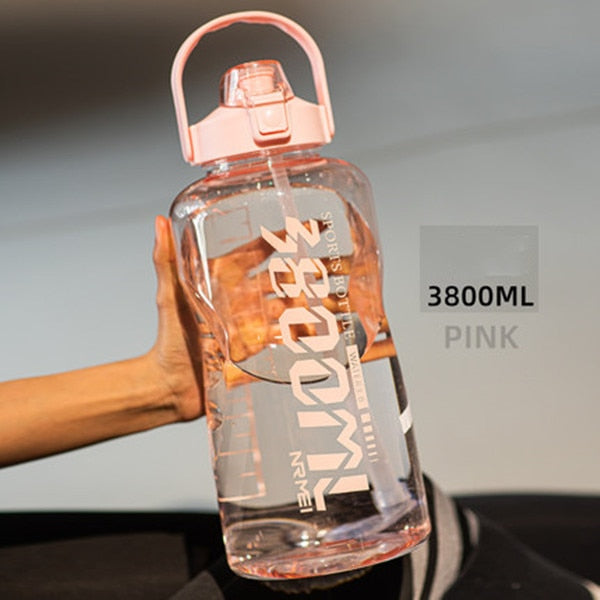 Water Bottle Sport Half Gallon With Straw Handle Mark Fitness Jug BPA Free Outdoor Travel Bicycle GYM Drinkware botella de agua