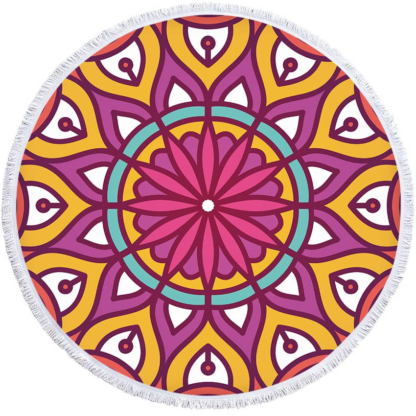 Mandala Geometric Round Beach Towel Tassels Bohemia Microfiber Bath Shower Towel For Adults Picnic Yoga Mat Blanket Cover Up