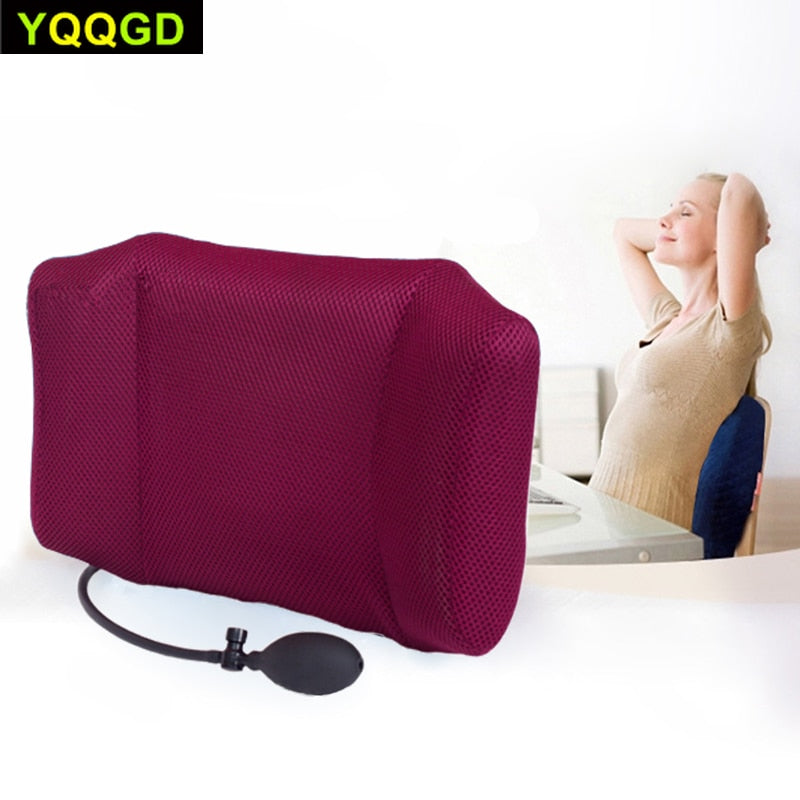 1Pcs Portable Inflatable Lumbar Support Lower Back Cushion Pillow - for Office Chair and Car Sciatic Nerve Pain Relief