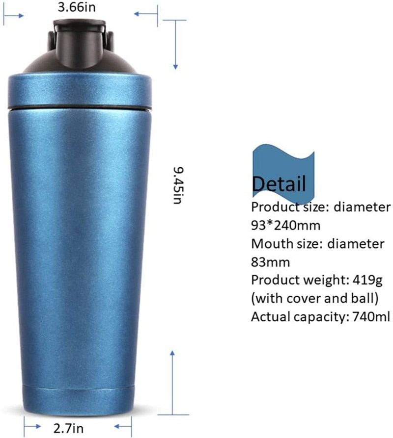 750ml gym sport portable water bottle stainless steel double wall vacuum insulated Protein Shaker water bottle