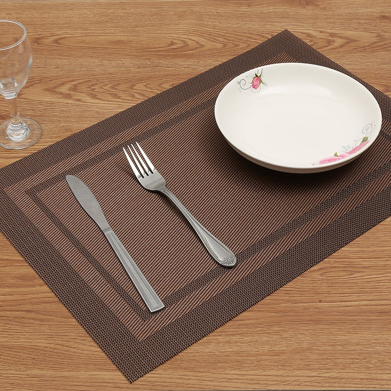 4 Pcs/set Modern Elegant PVC Placemat Dining Table Mat Cafe Anti-slip Hot Placemats Bowl Pad Cup Mat Table Coasters