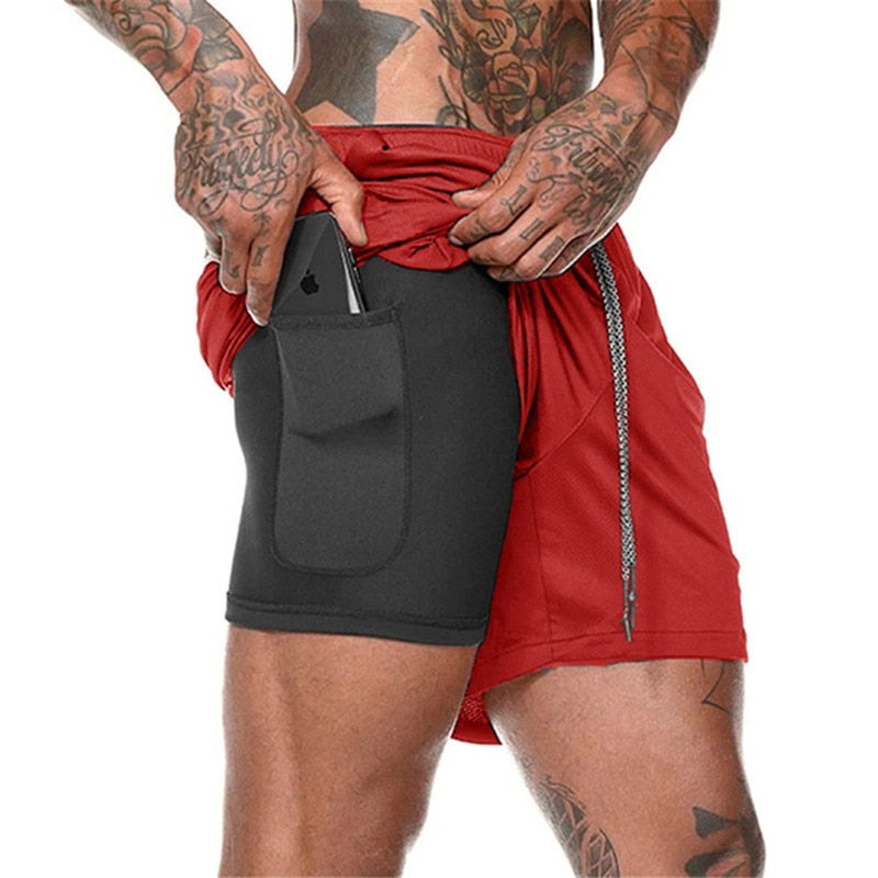 2022 NEW Men&#39;s Running Shorts Mens 2 in 1 Sports Shorts Male double-deck Quick Drying Sports men Shorts Jogging Gym Shorts men