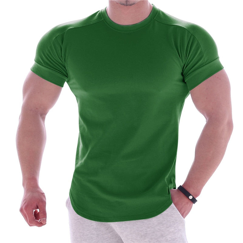 2023 Summer Sports t shirt Men Gyms Fitness Short sleeve T-shirt Male quick-dry Bodybuilding Workout Tees Tops Men clothing