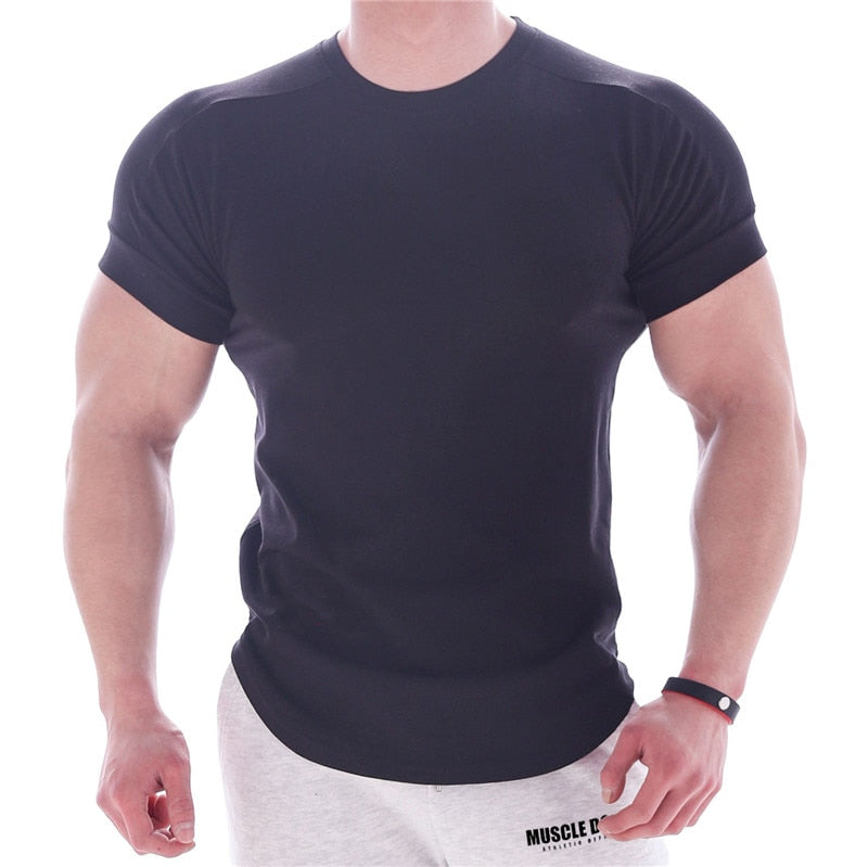 2023 Summer Sports t shirt Men Gyms Fitness Short sleeve T-shirt Male quick-dry Bodybuilding Workout Tees Tops Men clothing