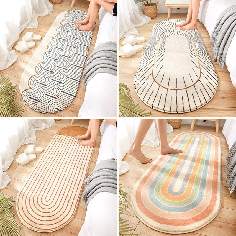 Modern Geometry Soft Long Carpet For Bedroom Bedside Non slip Tatami Floor Mat Cashmere Home Living Room Area Rugs Carpets