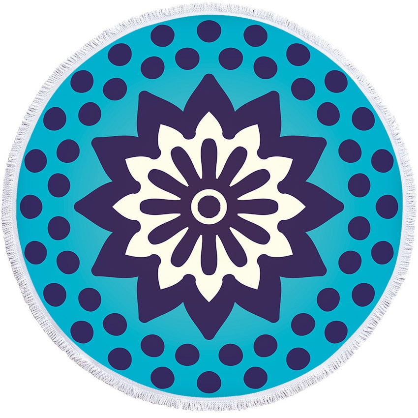 Mandala Geometric Round Beach Towel Tassels Bohemia Microfiber Bath Shower Towel For Adults Picnic Yoga Mat Blanket Cover Up