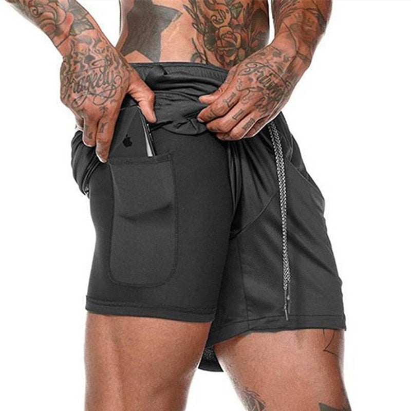 2022 NEW Men&#39;s Running Shorts Mens 2 in 1 Sports Shorts Male double-deck Quick Drying Sports men Shorts Jogging Gym Shorts men