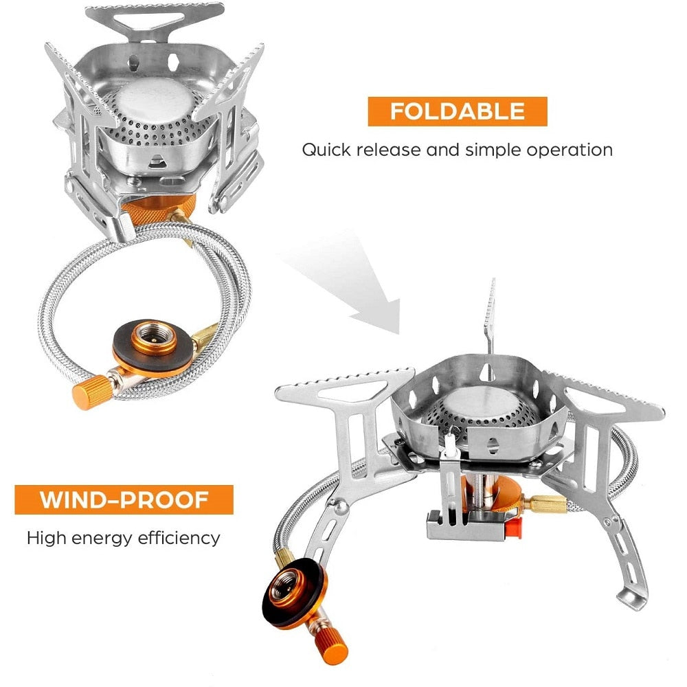 Onliving Camping Gas Stove Windproof Outdoor Gas Burner Portable Folding Split Tourist Equipment For Cooking Hiking 3500W
