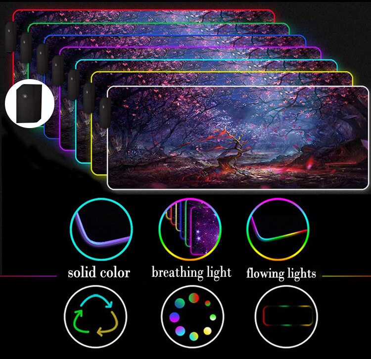 led lighting mouse pad desk mat Anime gaming accessories coaster RGB large yoga  carpet  ordinary mousepad floor s