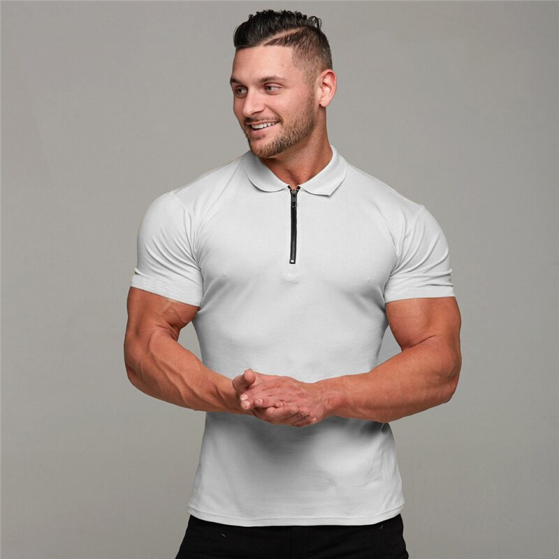 New Arrival Cotton Men Polo Shirt Tops Fashion Brand Short Sleeve Gym Bodybuilding Fitness Polo Shirt Homme Camisa