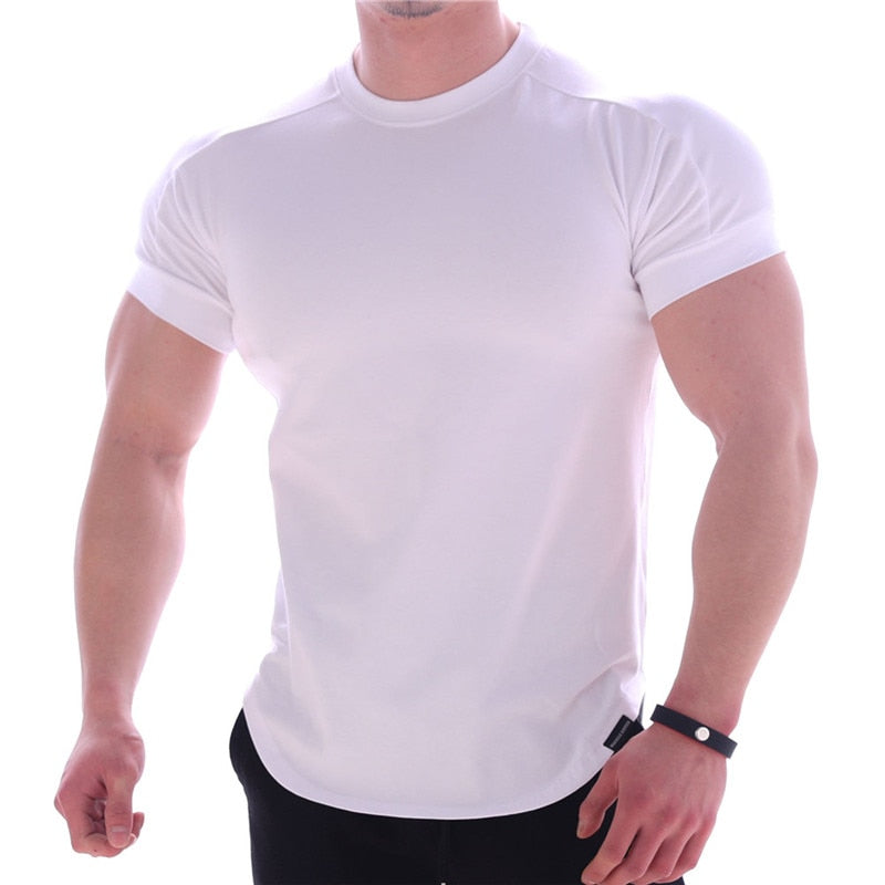 2023 Summer Sports t shirt Men Gyms Fitness Short sleeve T-shirt Male quick-dry Bodybuilding Workout Tees Tops Men clothing