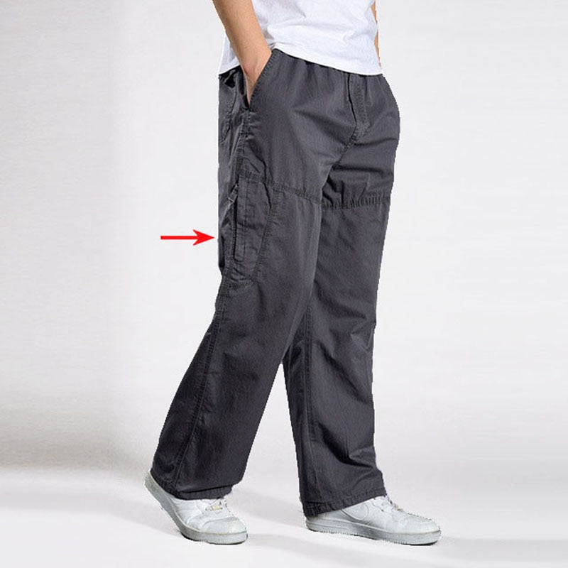 Brand Casual Pants men cargo pants cotton loose trousers mens pants overalls Multi Pocket Straight Joggers Homme 6XL