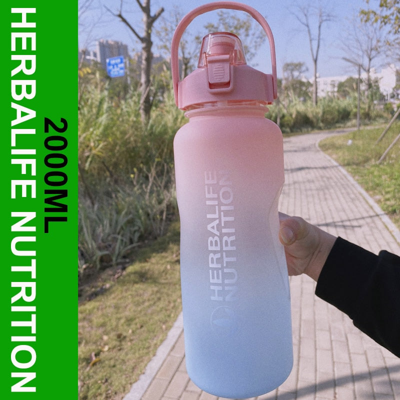 Herbalife Nutrition Bottle 2000ML Gradient Color Drinking Water Space Cup Milk Carton Sports Water Bottle