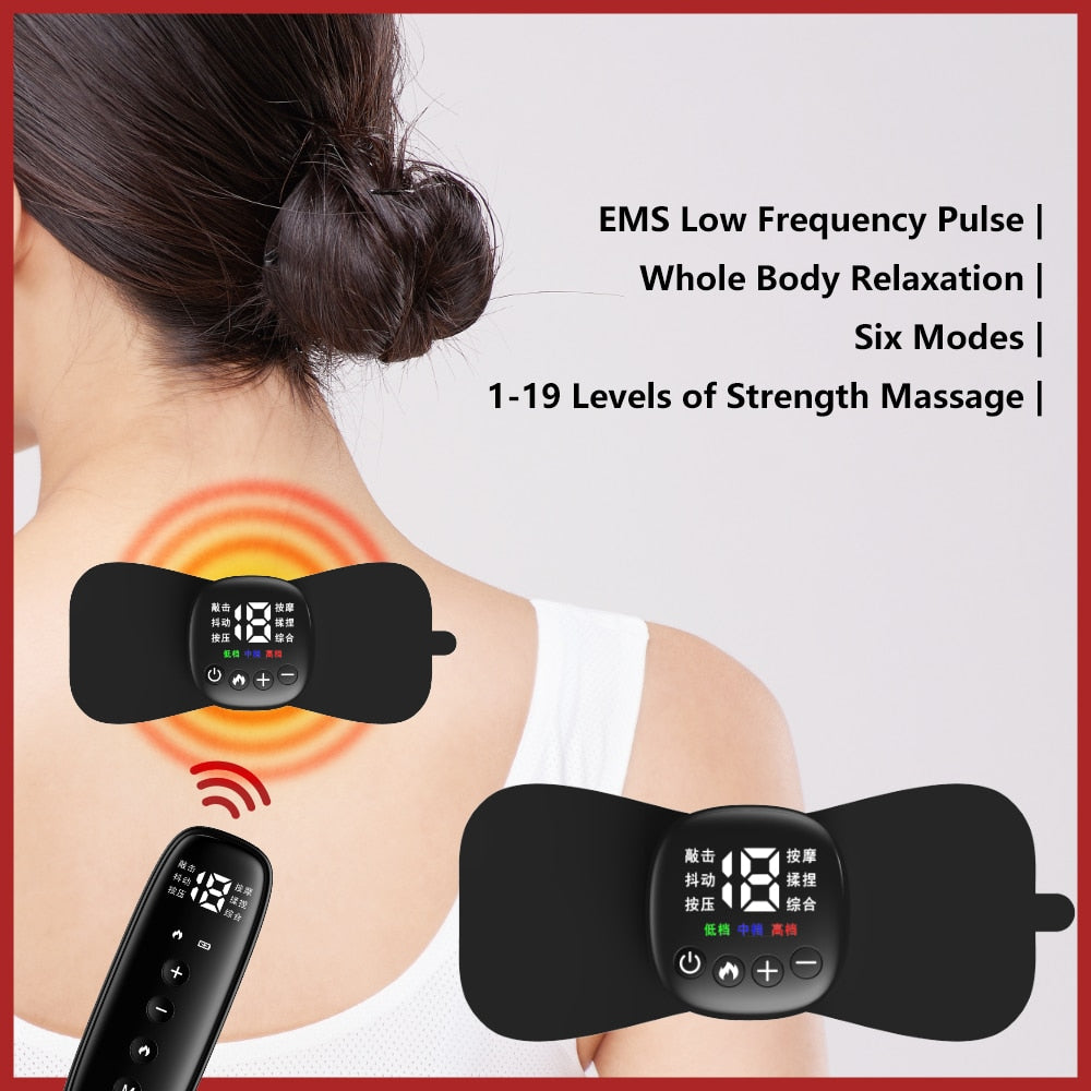 Heating EMS Pulse Neck Massage Patch Pulse Cervical Muscle Stimulator Relief Pain Body Massager Low Frequency Relaxation Tool