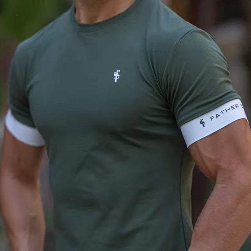 2023 new Shirt Men Short Sleeve Workout Gym T-Shirt Cotton Fitness bodybuilding Running T-Shirt men Sports Tees male Clothing