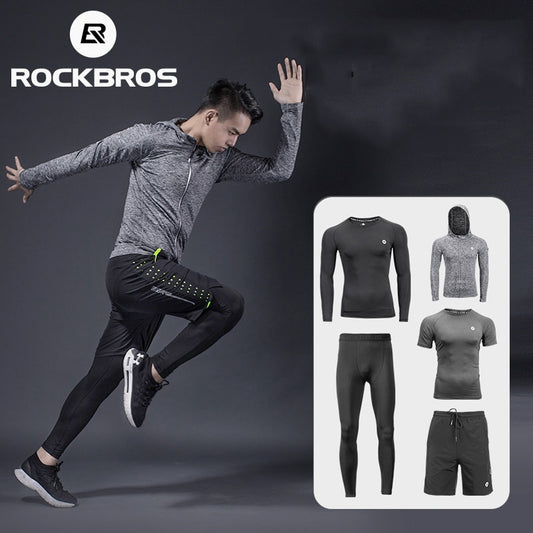 ROCKBROS Men&#39;s Sport Suits Running Sets Quick Dry Sweat-absorbent Sports Joggers Training Gym Fitness Tracksuits Running Sets