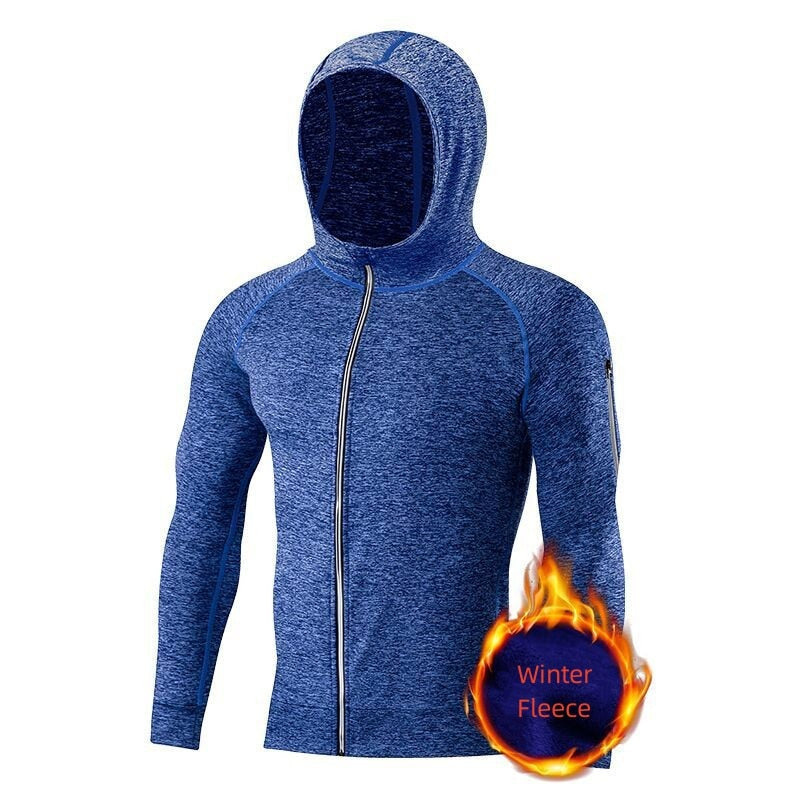 Men Running Workout Jacket Autumn Fitness Equipment Training Zipper Coat Sportswear Long Sleeve Jogging Sweatshirt Gym Clothing