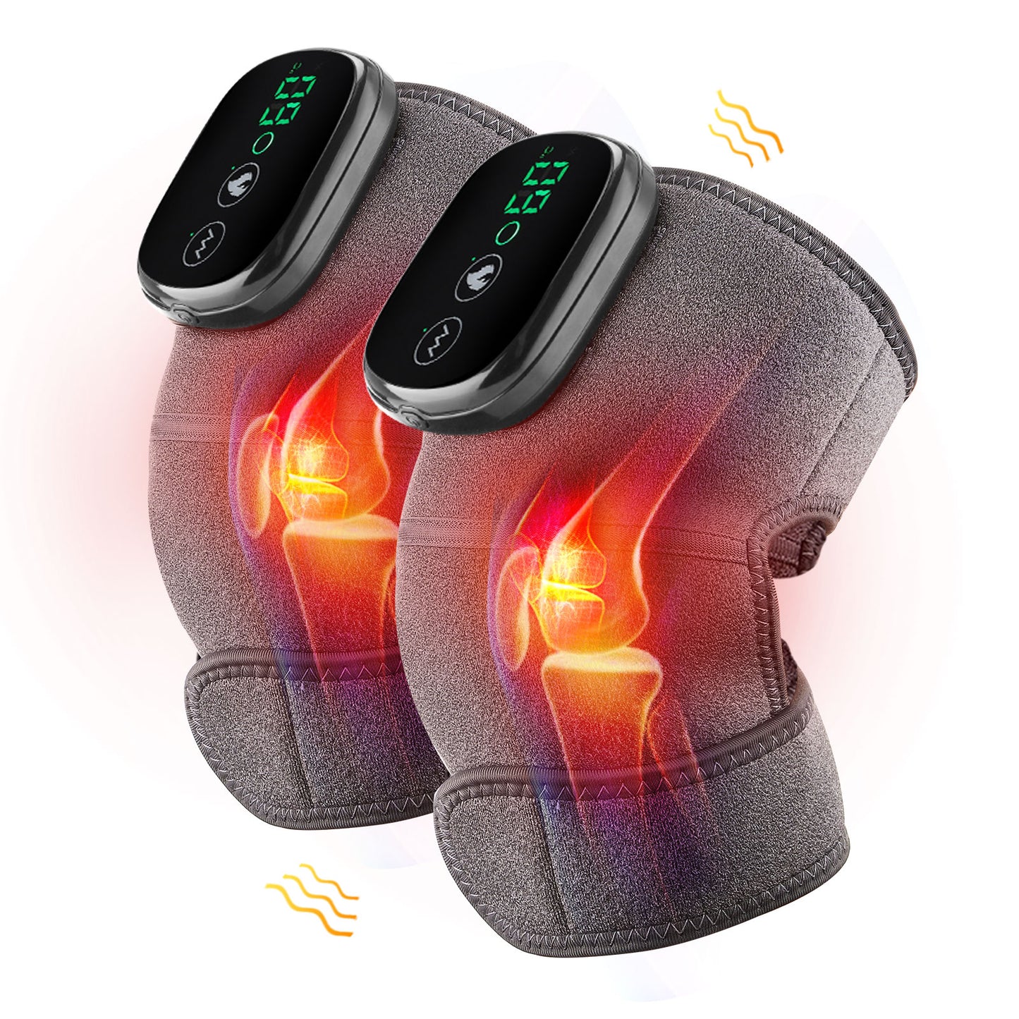 2pcs Thermal Knee Massager Heating Knee Support Electric Knee Shoulder Vibration Massage Leg Arthritis Physiotherapy Pain Relief