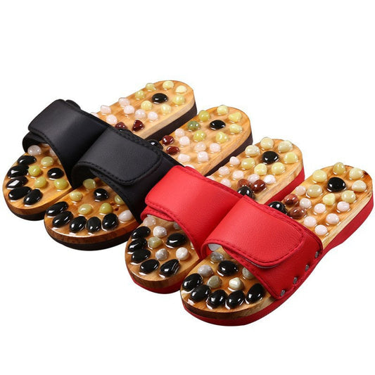 Acupressure Massage Slippers with Natural Stone, Therapeutic Reflexology Sandals Foot Acupoint Massage Shiatsu Arch Pain