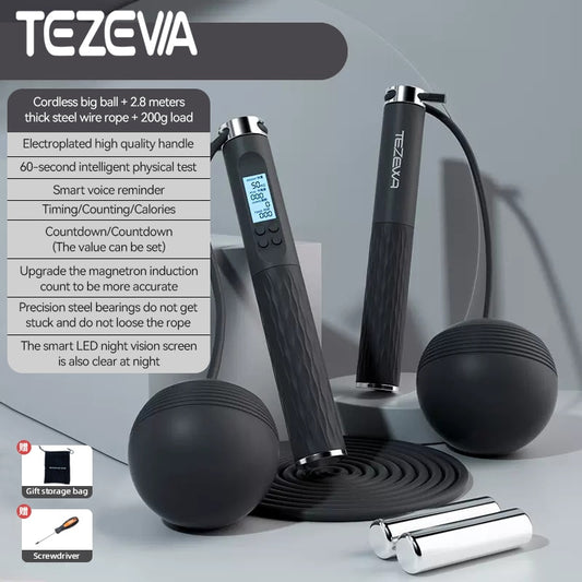 TEZEWA Weighted Jump Rope Wire Cordless Jump Ropes Fitness Exercise Jumping Skipping Rope Exercise Professional Crossfit