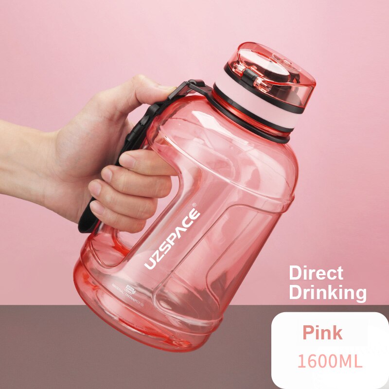 1.6L/2.3L Large Capacity Sports Water Bottles with Straw BPA Free Men Portable Leakproo Outdoor Fitness Gym Cup With Time Marker