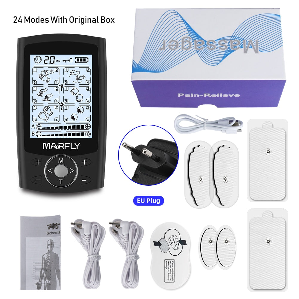 24 Modes 20 Intensity Eletric Pulse Tens Muscle Stimulator EMS Digital Physiotherapy Acupuncture Body Massager Relax Pain Relief