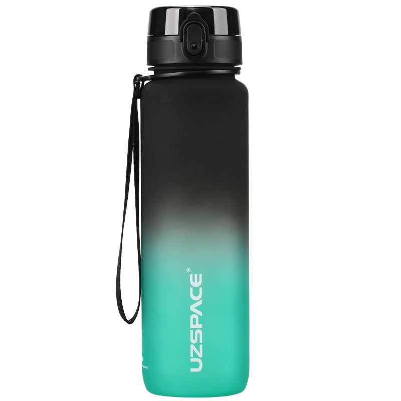 UZSPACE 1000ml Sport Water Bottle With Time Marker Leakproof Dropproof Frosted Tritan Cup For Outdoor Travel School Gym BPA Free