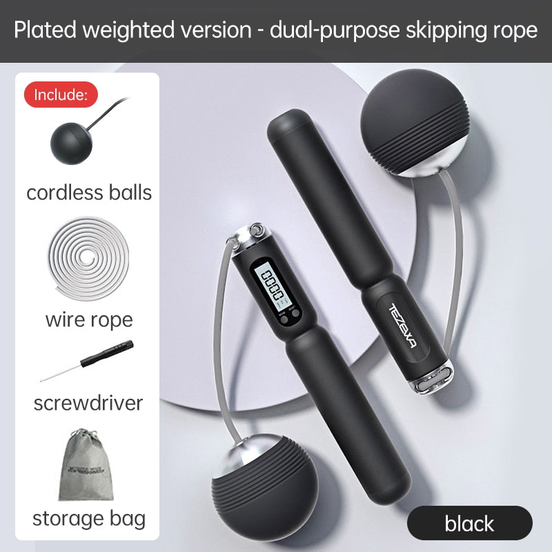 Cordless Electronic Skipping Rope Gym Fitness Cordless Skipping Smart Jump Rope with LCD Screen Counting Speed Skipping Counter