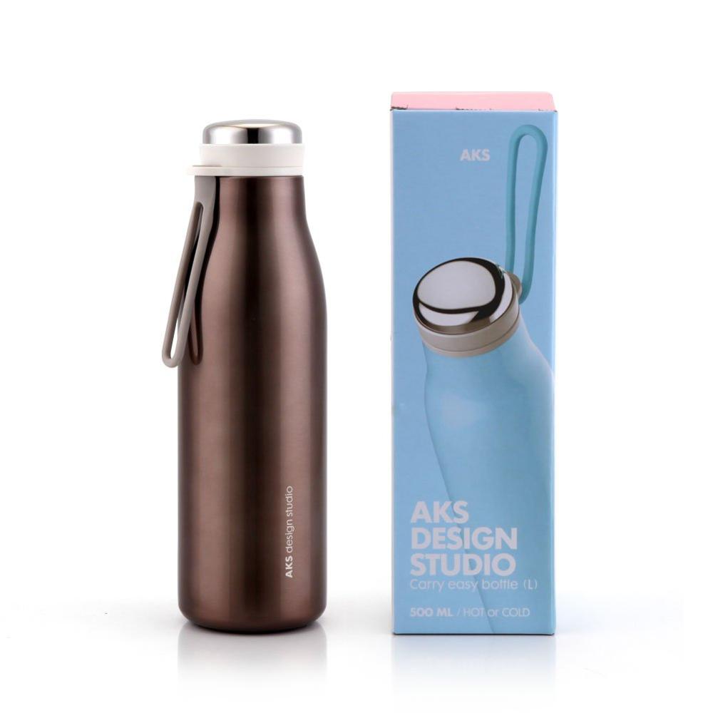 AKS Portable High-End 304 Stainless Steel Vacuum Cup Thermos Bottle Flask Insulated Tumbler With Silicone Rope 360/500 ML