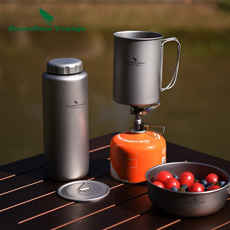 Boundless Voyage Titanium Sports Water Bottle Leak-Proof Outdoor Camping Hiking Cycling Tea Coffee Canteen Drinkware 1050ml