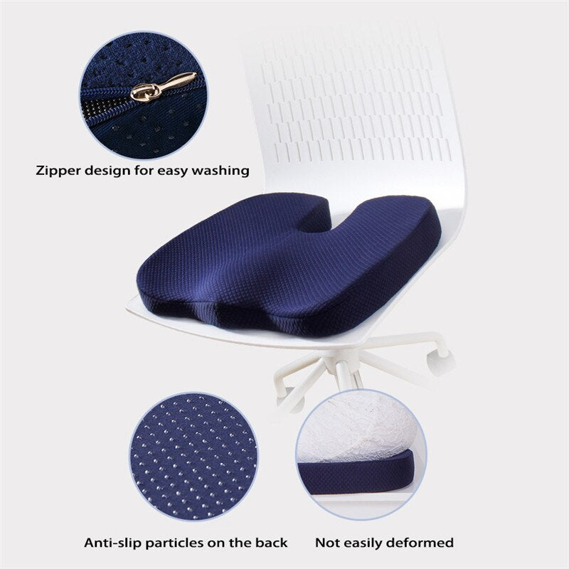 U Shaped Travel Seat Cushion Coccyx Orthopedic Massage Chair Cushion Car Office Memory Foam Pillow Support Sciatica Pain Relief