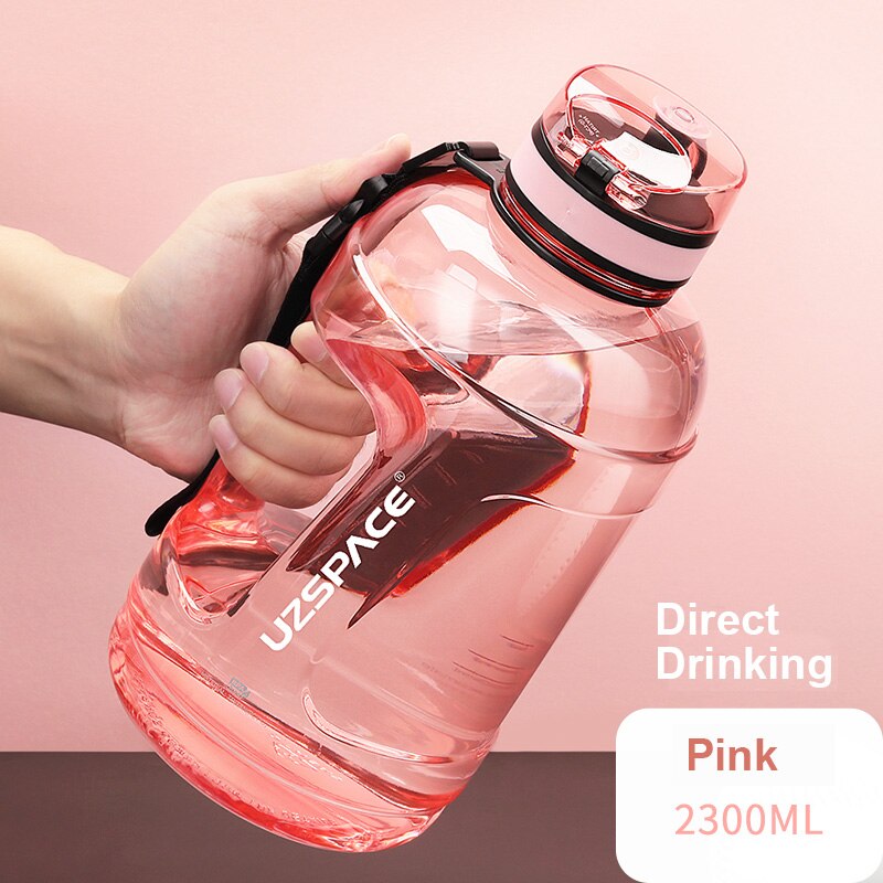 1.6L/2.3L Large Capacity Sports Water Bottles with Straw BPA Free Men Portable Leakproo Outdoor Fitness Gym Cup With Time Marker