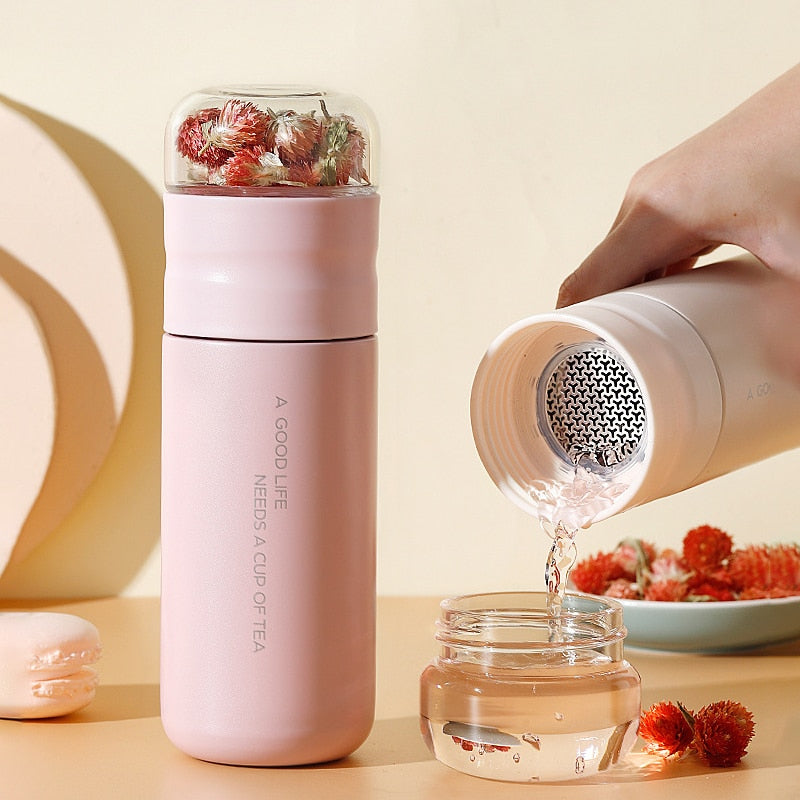 Tea Infuser Vacuum Flask 300ml Insulated Cup 316 Stainless Steel Tumbler Thermos Bottle Travel Coffee Mug Termo Acero Inoxidable