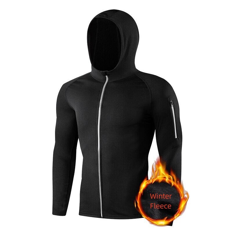 Men Running Workout Jacket Autumn Fitness Equipment Training Zipper Coat Sportswear Long Sleeve Jogging Sweatshirt Gym Clothing