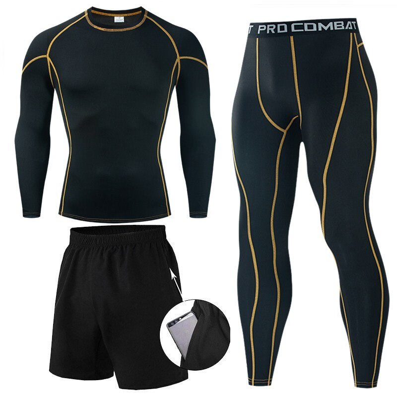 Men's Compression Sportswear Suit Gym Tights Workout Jogging Sport Running Set Rashguard Men Thermo Underwear Tracksuit Clothing