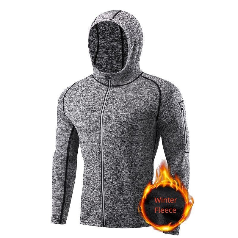 Men Running Workout Jacket Autumn Fitness Equipment Training Zipper Coat Sportswear Long Sleeve Jogging Sweatshirt Gym Clothing