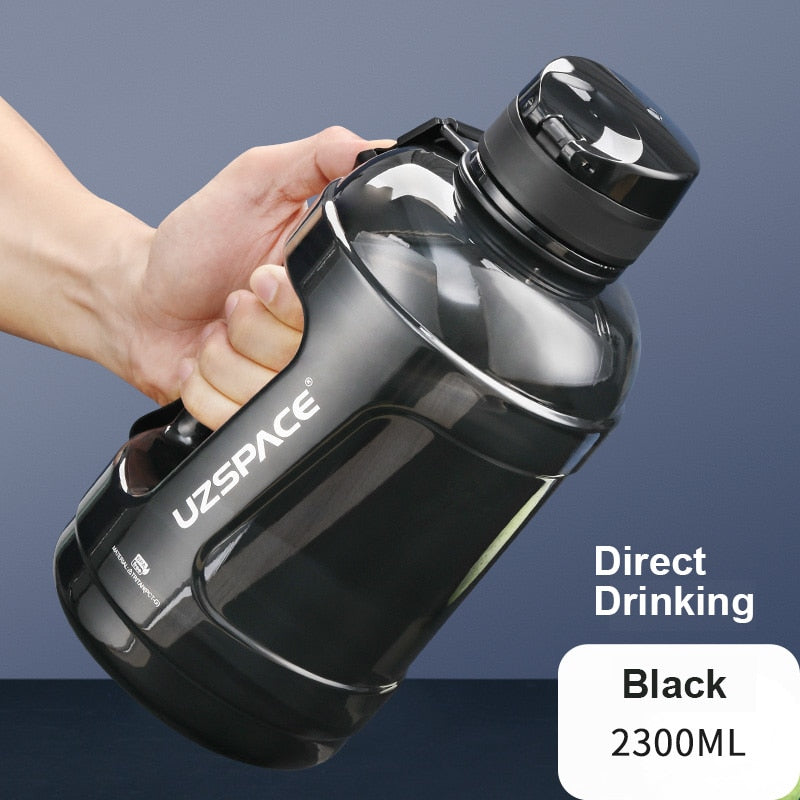 1.6L/2.3L Large Capacity Sports Water Bottles with Straw BPA Free Men Portable Leakproo Outdoor Fitness Gym Cup With Time Marker