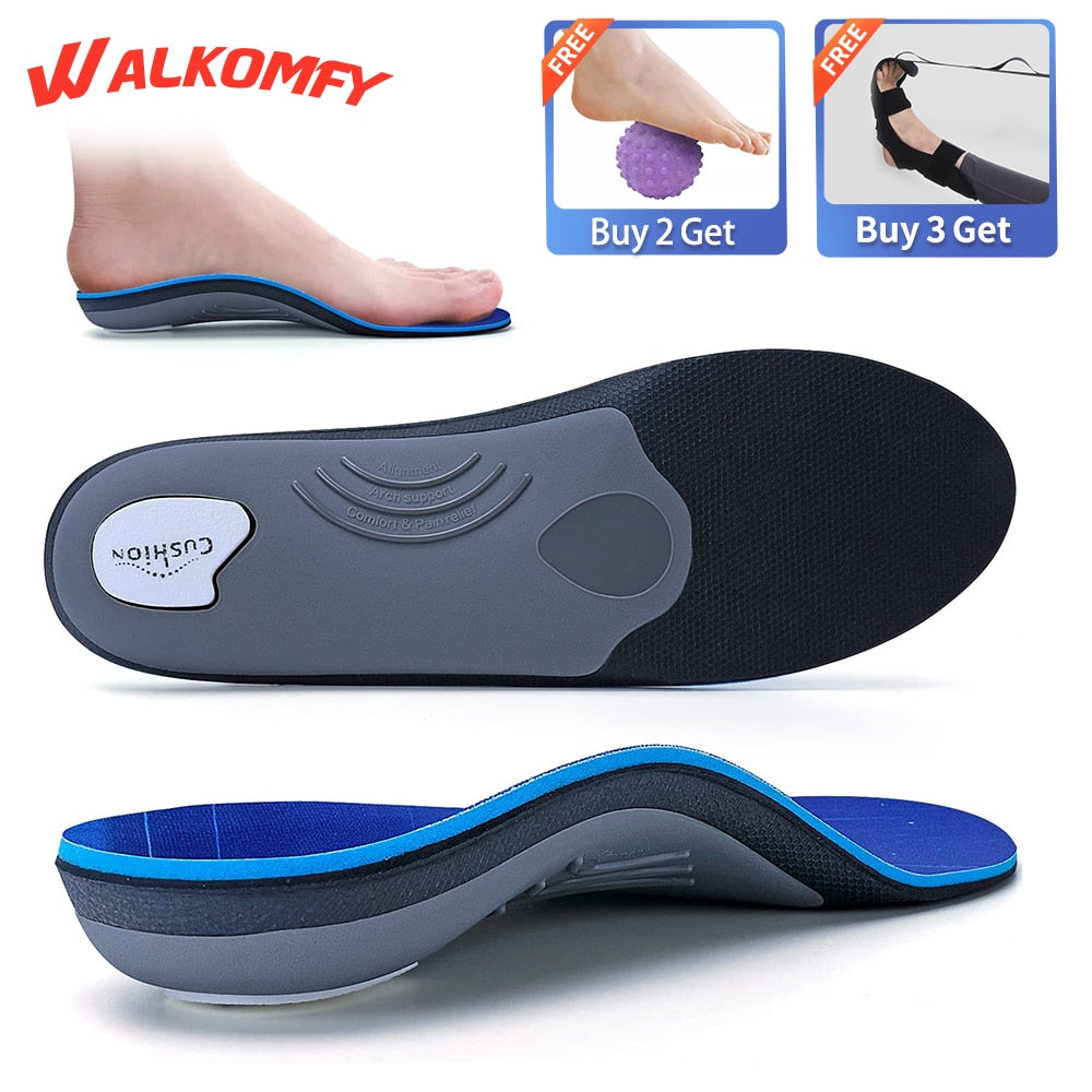 Walkomfy Heavy Duty Support 210+Lbs Plantar Fasciitis Insoles Arch Support Orthotic Inserts Flat Feet Heel Pain Relief Orthotics