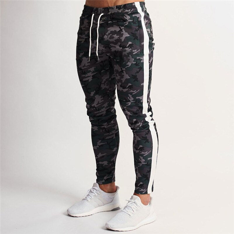 2022 New Fashion Camouflage Men Trousers Solid Color Patchwork Casual Pants Jogger Gym Bodybuilding Workout Fitness Sports Pants