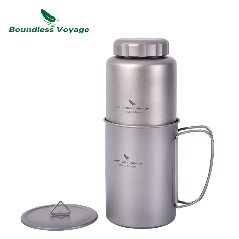 Boundless Voyage Titanium Sports Water Bottle Leak-Proof Outdoor Camping Hiking Cycling Tea Coffee Canteen Drinkware 1050ml