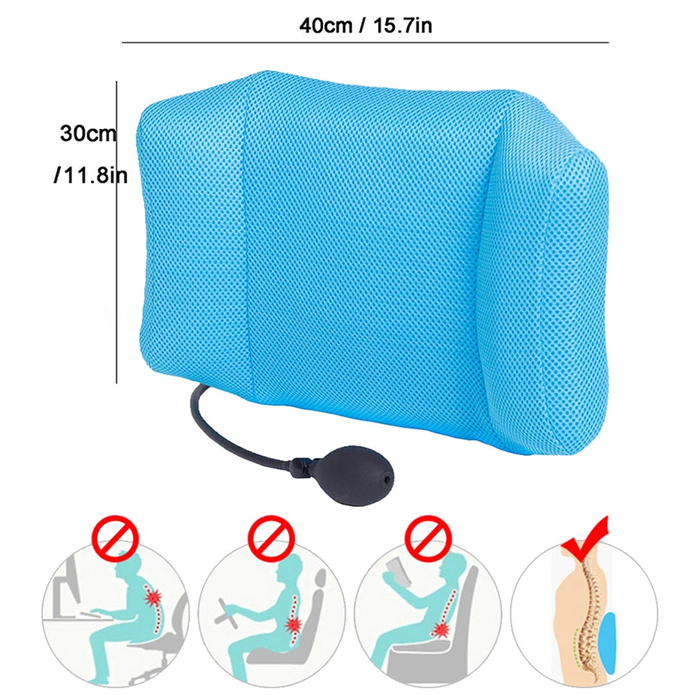 Tcare Portable Inflatable Lumbar Support Massage Pillows - Orthopedic Design for Back Pain Relief - Lumbar Support Pillow Unisex