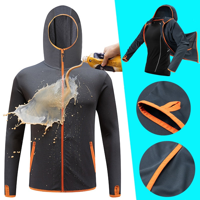 Ice silk Water Repellent Fishing Men Clothes Tech Hydrophobic Clothing Brand Listing kleding Outdoor Camping Hooded Jackets