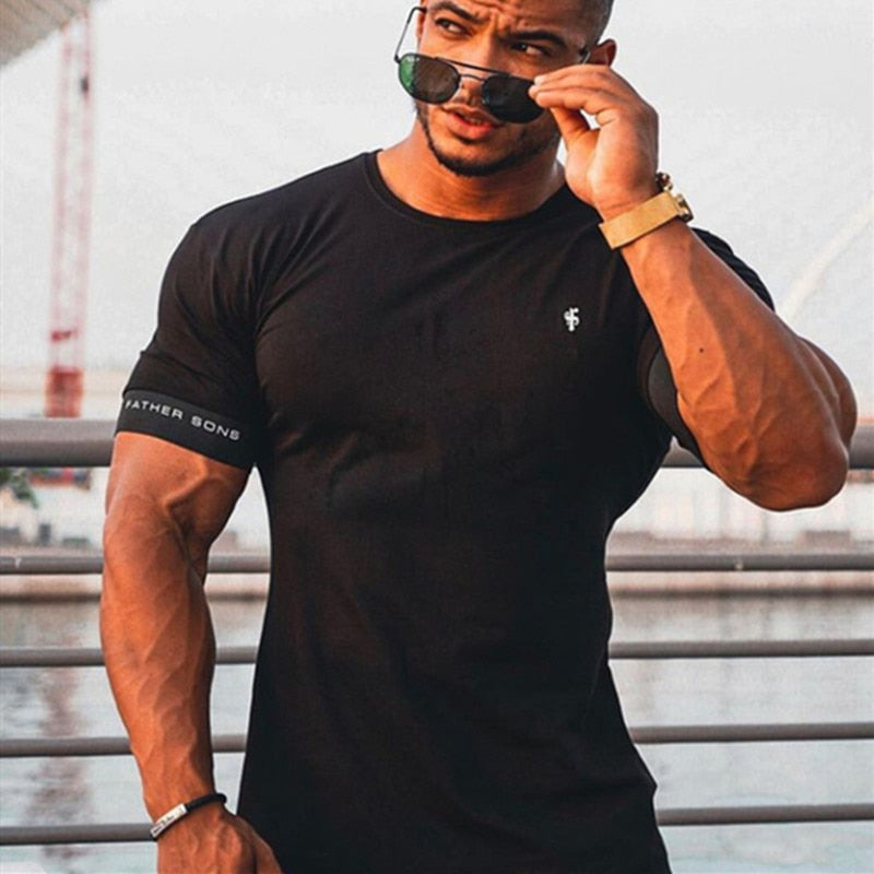 2023 new Shirt Men Short Sleeve Workout Gym T-Shirt Cotton Fitness bodybuilding Running T-Shirt men Sports Tees male Clothing