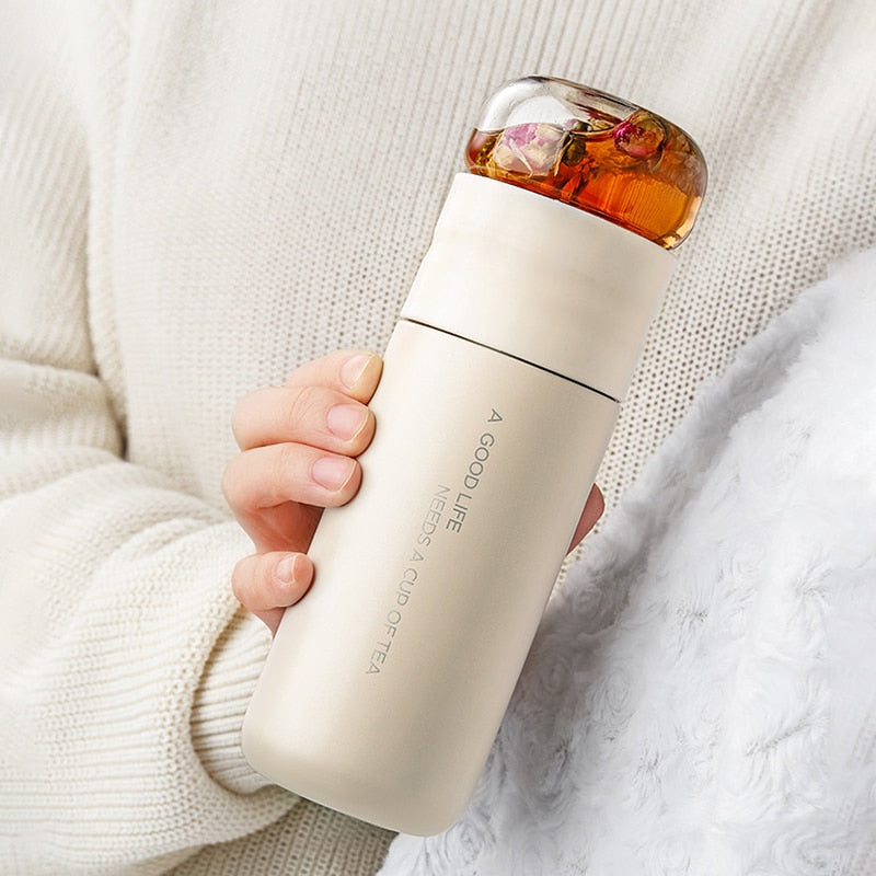 Tea Infuser Vacuum Flask 300ml Insulated Cup 316 Stainless Steel Tumbler Thermos Bottle Travel Coffee Mug Termo Acero Inoxidable