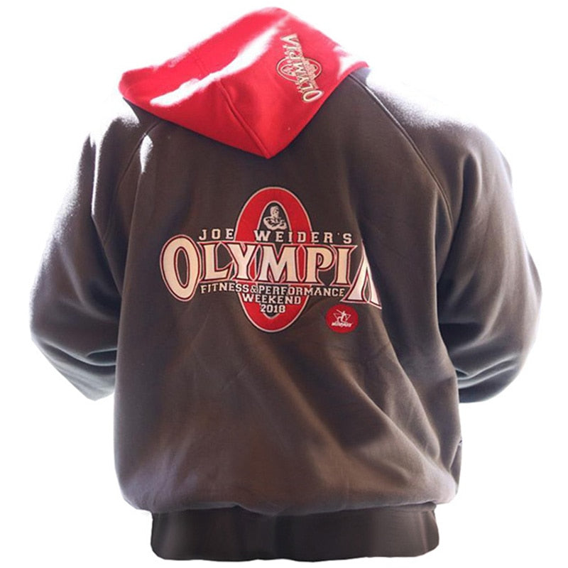 2022 OLYMPIA Men Gyms Hoodies Gyms Fitness Bodybuilding Sweatshirt Pullover Sportswear Male Workout Hooded Jacket Clothing