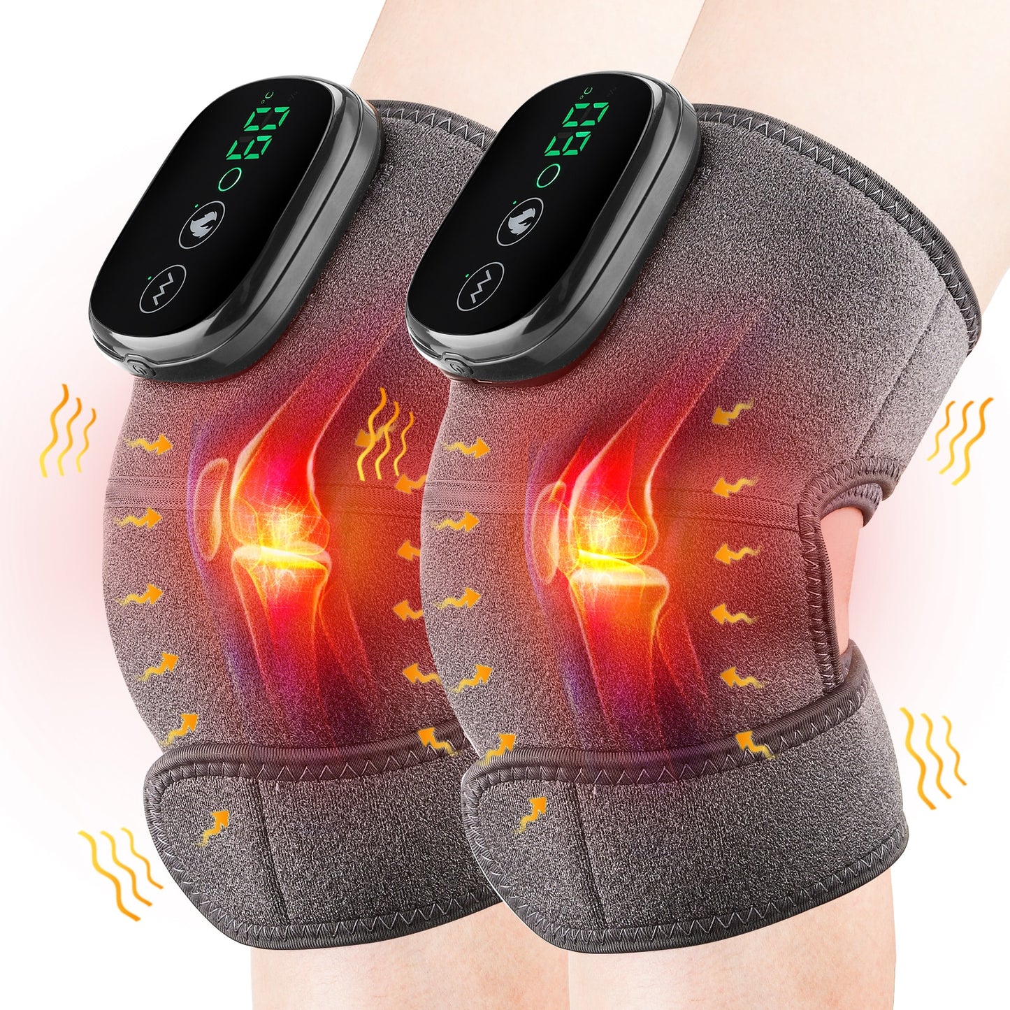 2pcs Thermal Knee Massager Heating Knee Support Electric Knee Shoulder Vibration Massage Leg Arthritis Physiotherapy Pain Relief