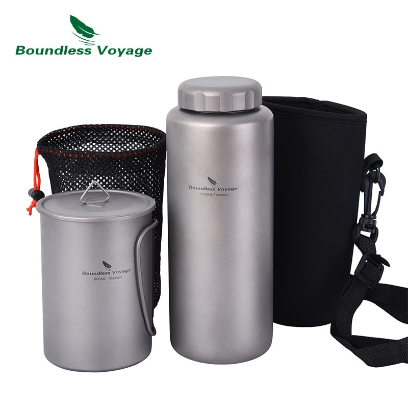 Boundless Voyage Titanium Sports Water Bottle Leak-Proof Outdoor Camping Hiking Cycling Tea Coffee Canteen Drinkware 1050ml