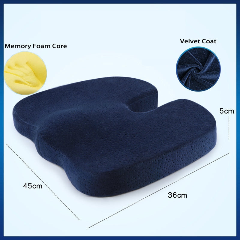 U Shaped Travel Seat Cushion Coccyx Orthopedic Massage Chair Cushion Car Office Memory Foam Pillow Support Sciatica Pain Relief