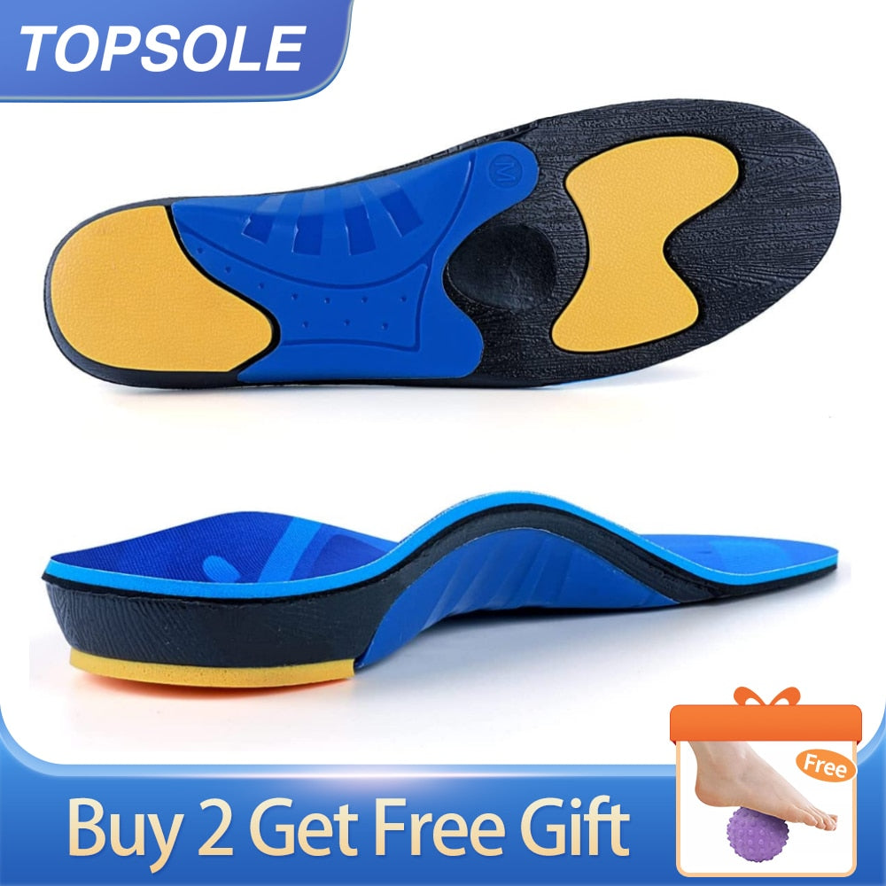 TOPSOLE Pain Relief Orthopedic Insole Plantar Fasciitis High Arch Support Insole For Men Women With Flat Foot All Day Standing